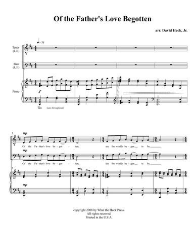 Of the Father's Love Begotten (arr. David Heck, Jr.)