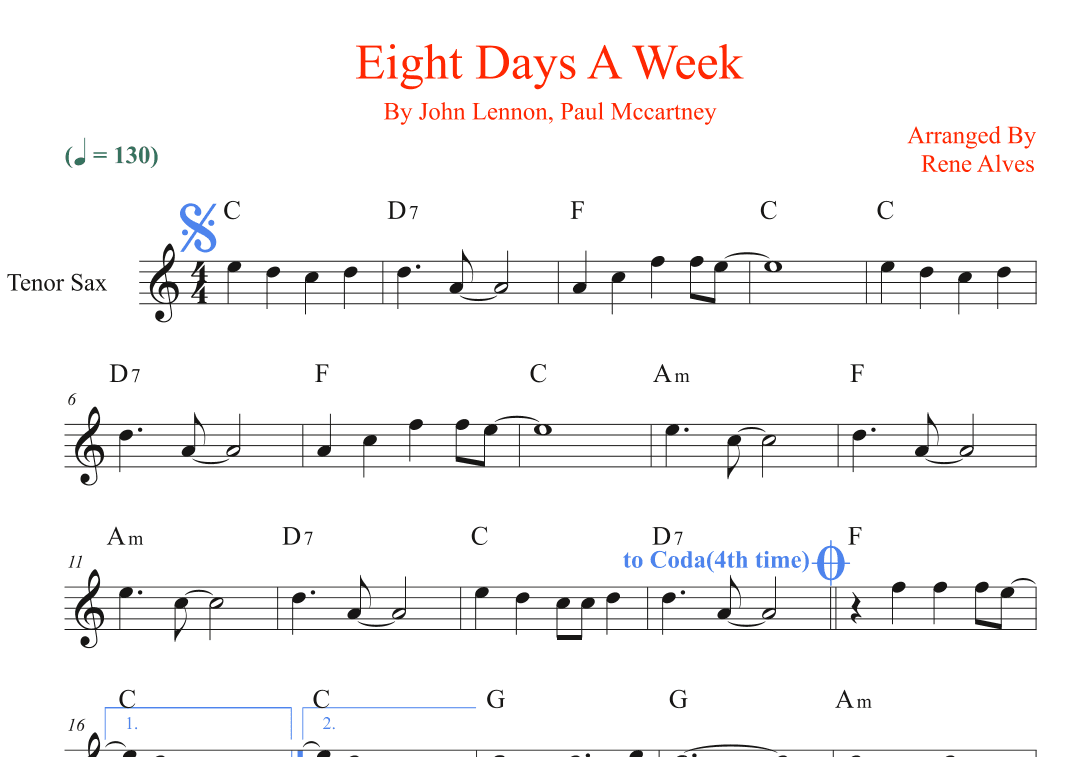 Eight Days A Week (arr. Rene Alves)