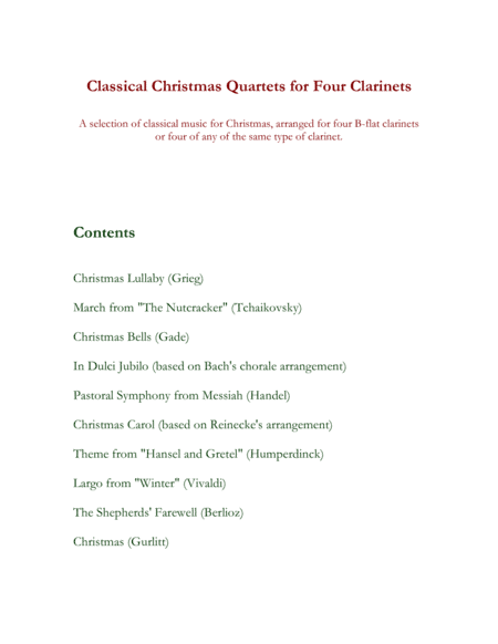Classical Christmas Quartets (4 Clarinets) (arr. Emily Gray)