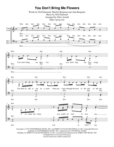 You Don't Bring Me Flowers (arr. Chris Arnold)
