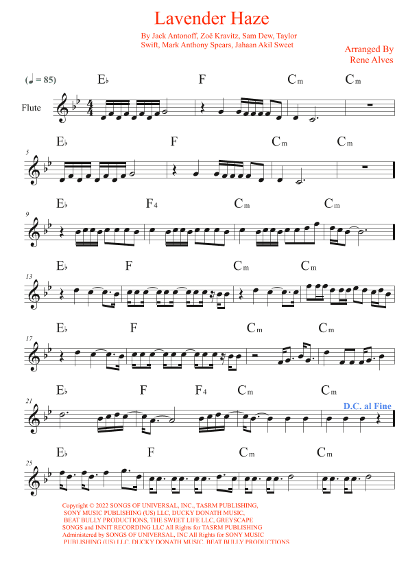 Lavender Haze (arr. Rene Alves)