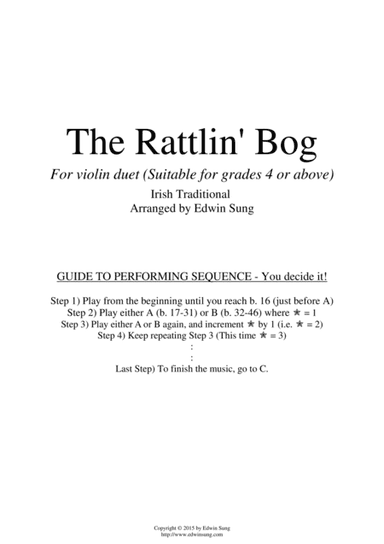 The Rattlin' Bog (for violin duet, suitable for grade 4 or above) (arr. Edwin Sung)
