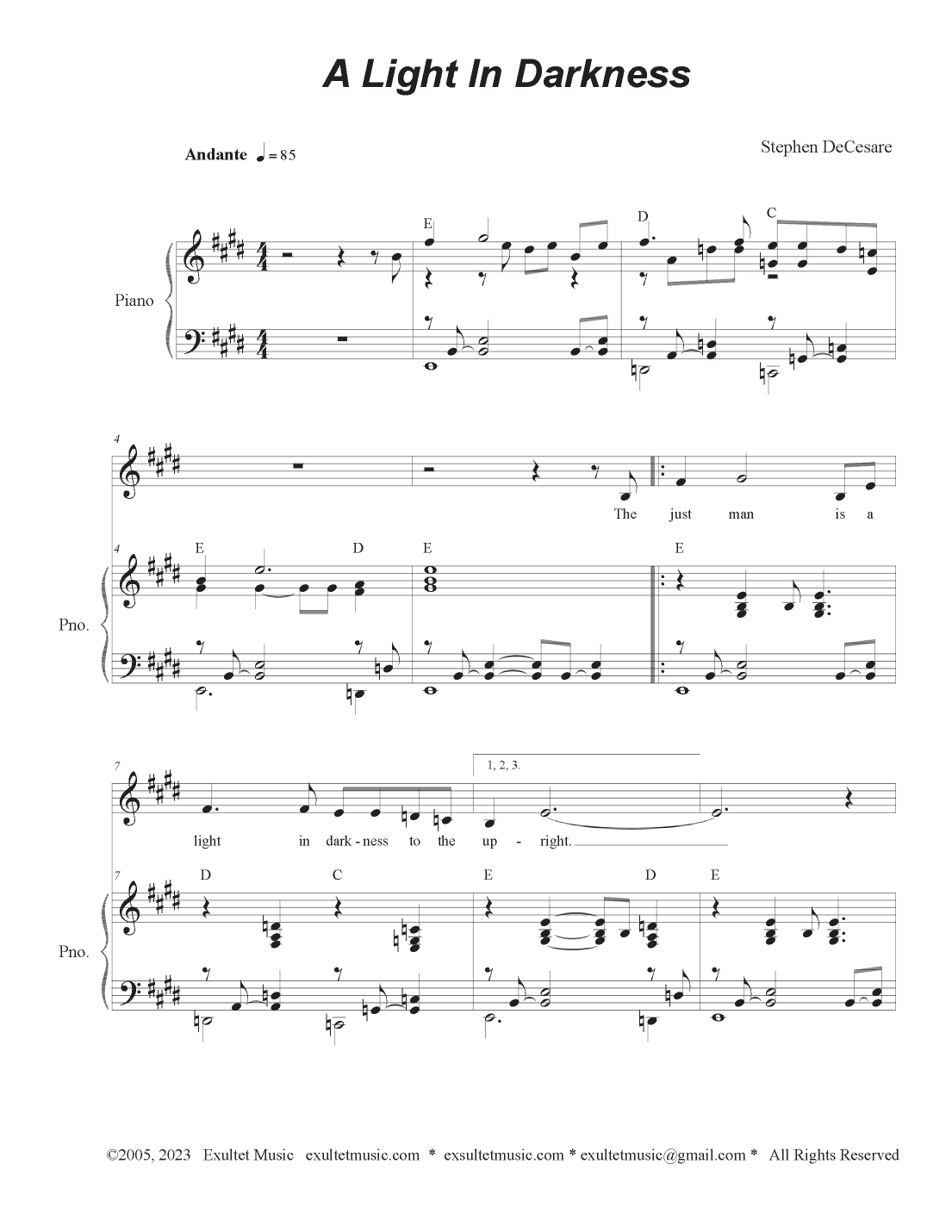 A Light In Darkness (Vocal solo)