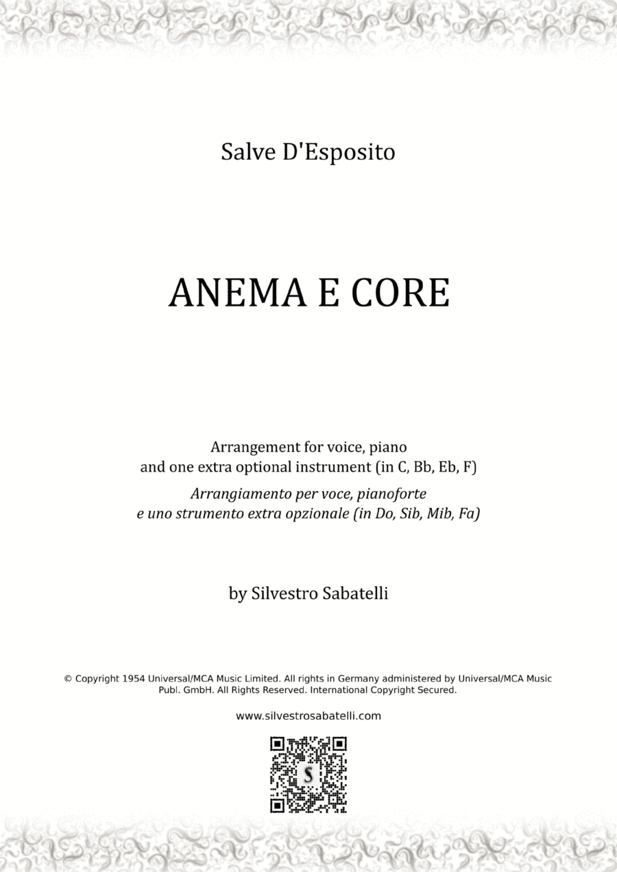 Anema E Core (with All My Heart And Soul) (arr. Silvestro Sabatelli)