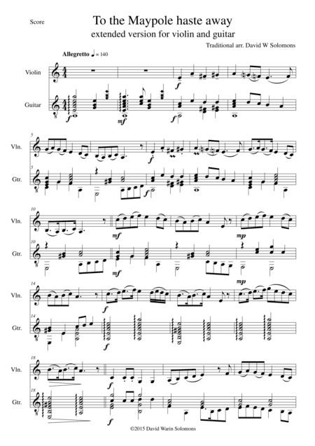 To the Maypole haste away - Extended version - for violin and guitar (arr. David Warin Solomons)