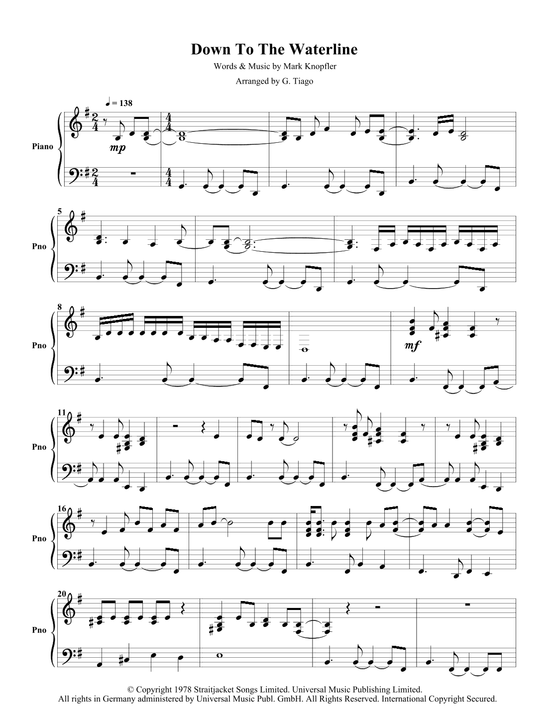 Down To The Waterline (arr. G. Tiago)