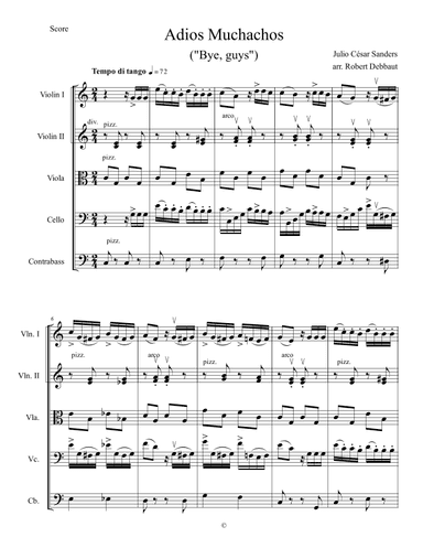 Adios, Muchachos - Score Only (arr. Robert Debbaut)