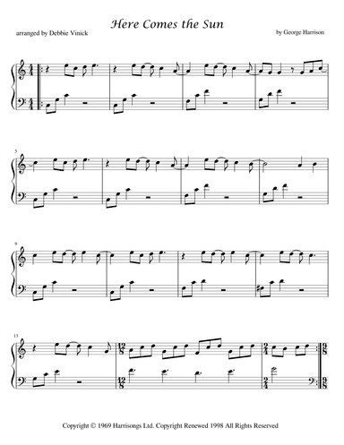 Here Comes The Sun (arr. Debbie Vinick)