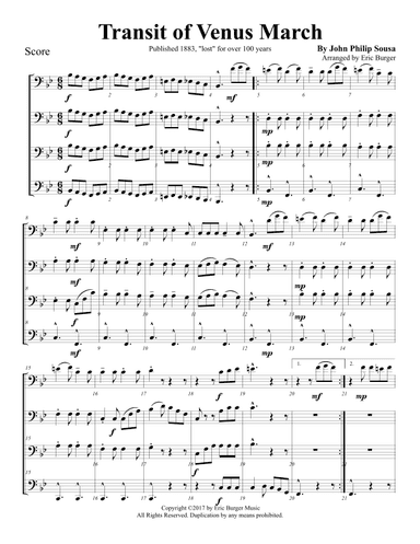 Transit of Venus for Trombone or Low Brass Quartet (arr. Eric Burger Music)