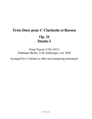 Duo for C-clarinet and bassoon (arr. Joan Dyer)