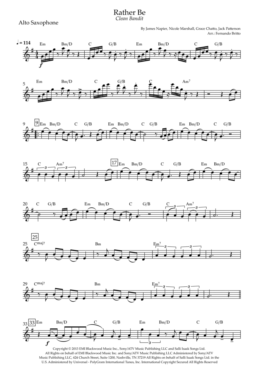 Rather Be (arr. Fernando Britto)