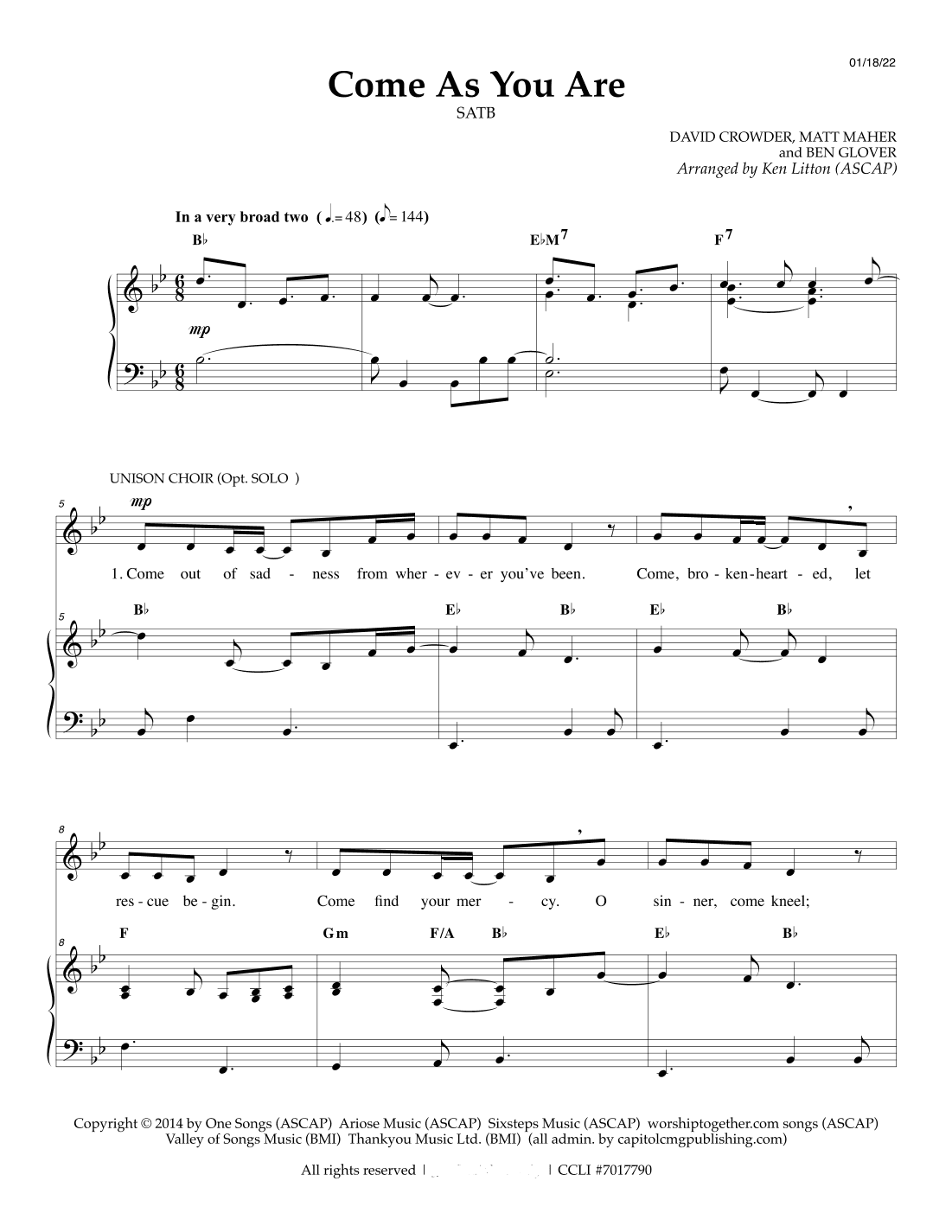 Come As You Are (arr. Ken Litton)