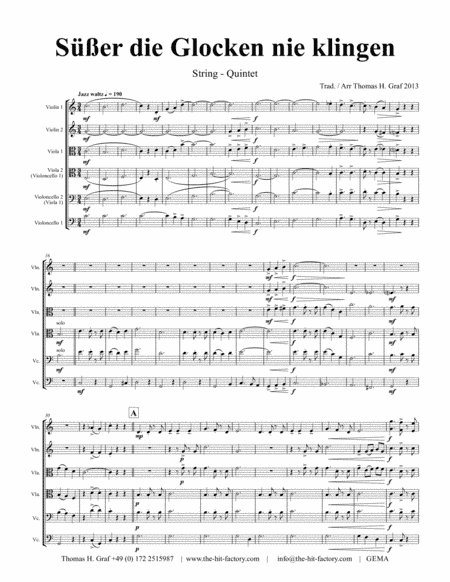 Süßer die Glocken nie klingen - German Christmas Song - String Quintet (arr. Thomas H. Graf)
