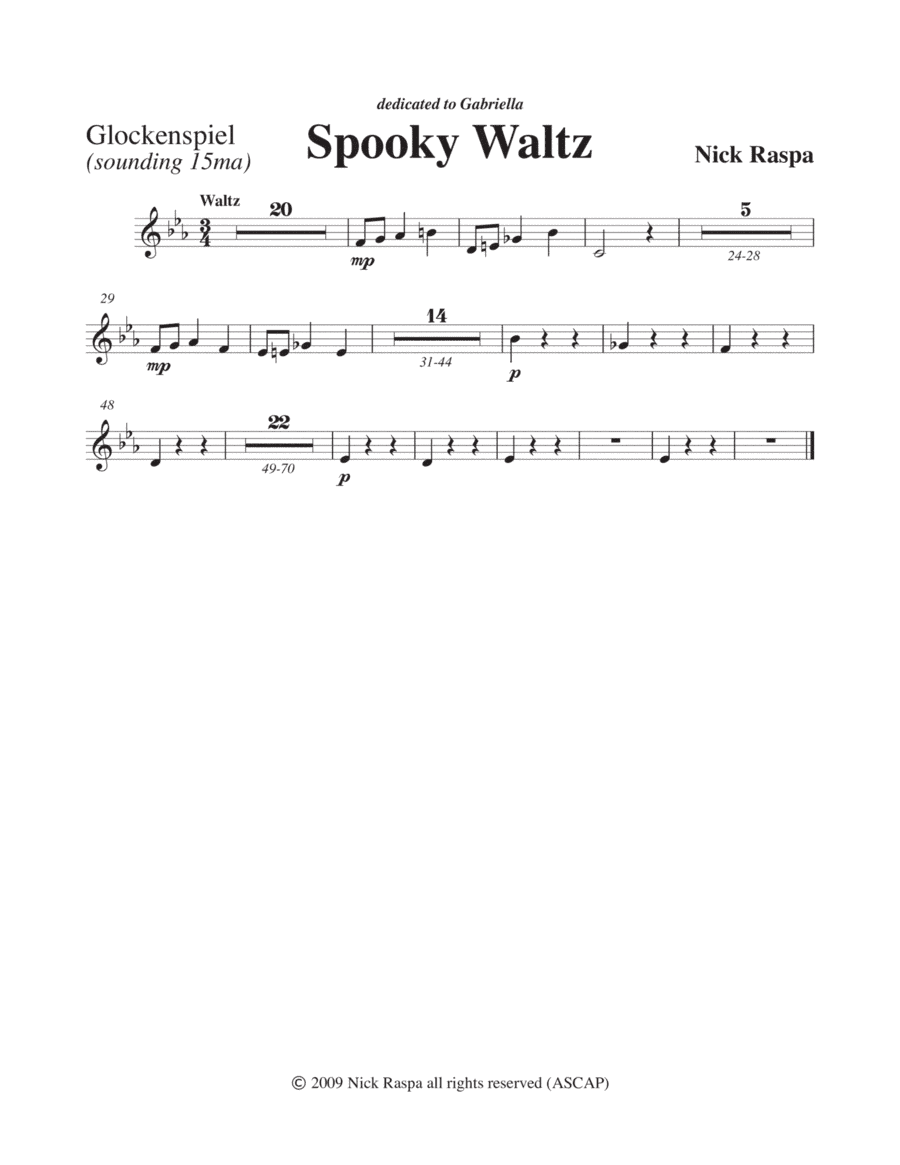 Three Dances for Halloween - Glockenspiel part