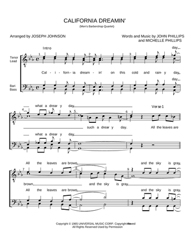 California Dreamin' (arr. Joseph Johnson)