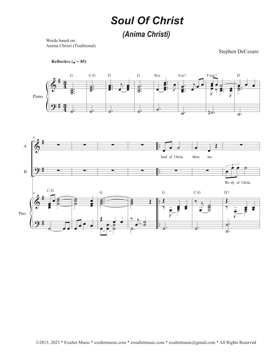 Soul of Christ (Anima Christi) (SATB)