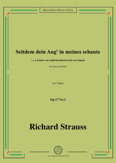 Richard Strauss-Seitdem dein Aug' in meines schaute,in C Major (arr. OSM Press)