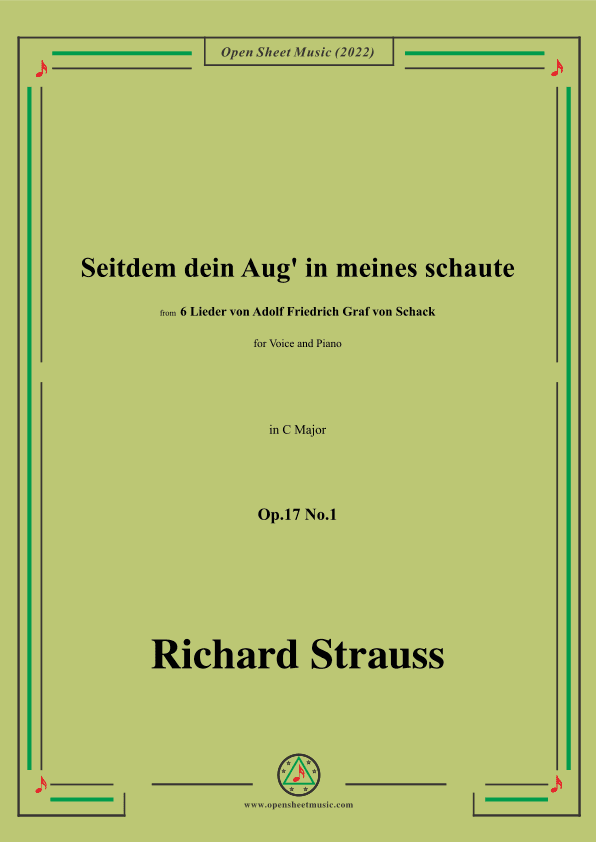 Richard Strauss-Seitdem dein Aug' in meines schaute,in C Major (arr. OSM Press)