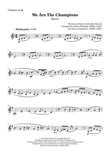 We Are The Champions (arr. Andrew Wrangell, Samuel Dickenson)