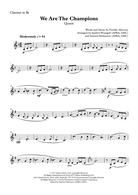 We Are The Champions (arr. Andrew Wrangell, Samuel Dickenson)