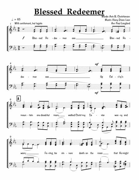 Blessed Redeemer - SATB acappella (arr. Paul Langford)