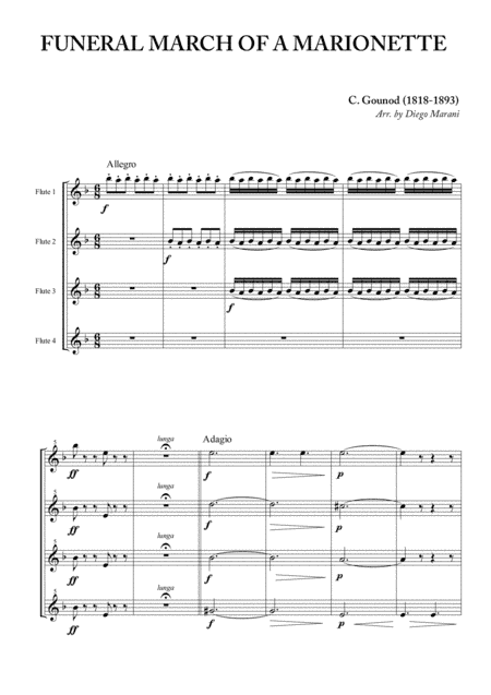 Funeral March of a Marionette for Flute Quartet (arr. Diego Marani)