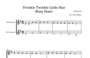Twinkle Twinkle Little Star (Easy Clarinet Duet) (arr. Tyler Adams)