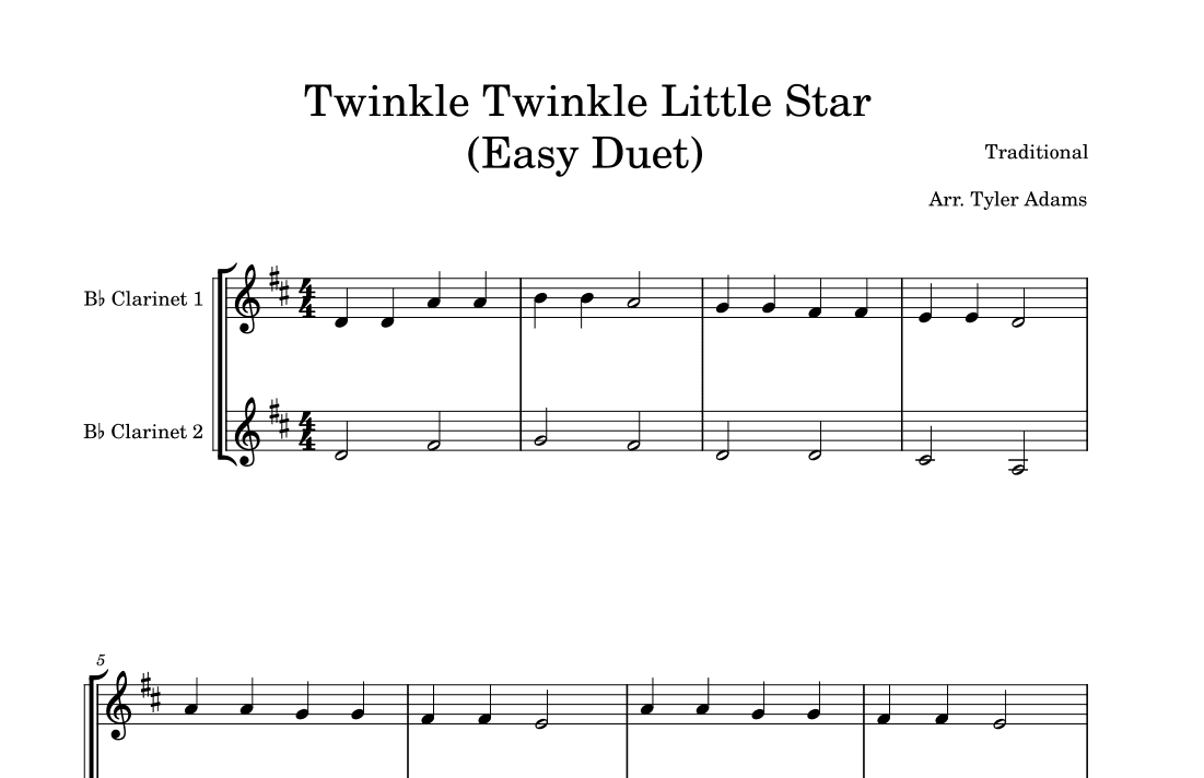 Twinkle Twinkle Little Star (Easy Clarinet Duet) (arr. Tyler Adams)