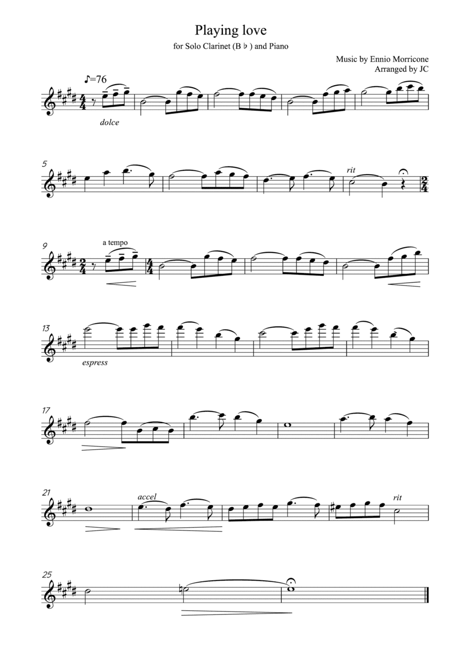 Playing Love (arr. JC)