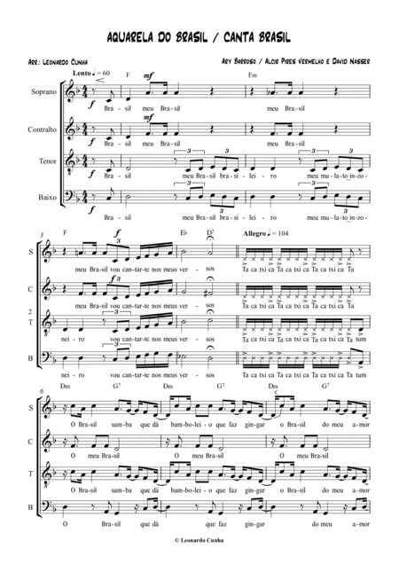 Aquarela Brasileira (aquarela Do Brasil) (brasil) (arr. Leonardo Cunha)