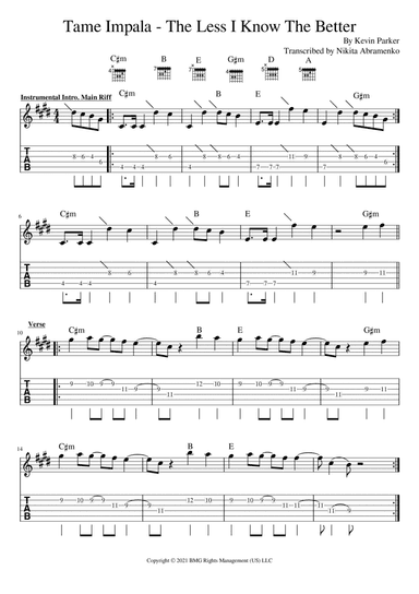 The Less I Know The Better (arr. Nikita Abramenko)
