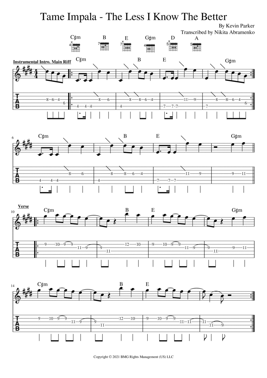 The Less I Know The Better (arr. Nikita Abramenko)