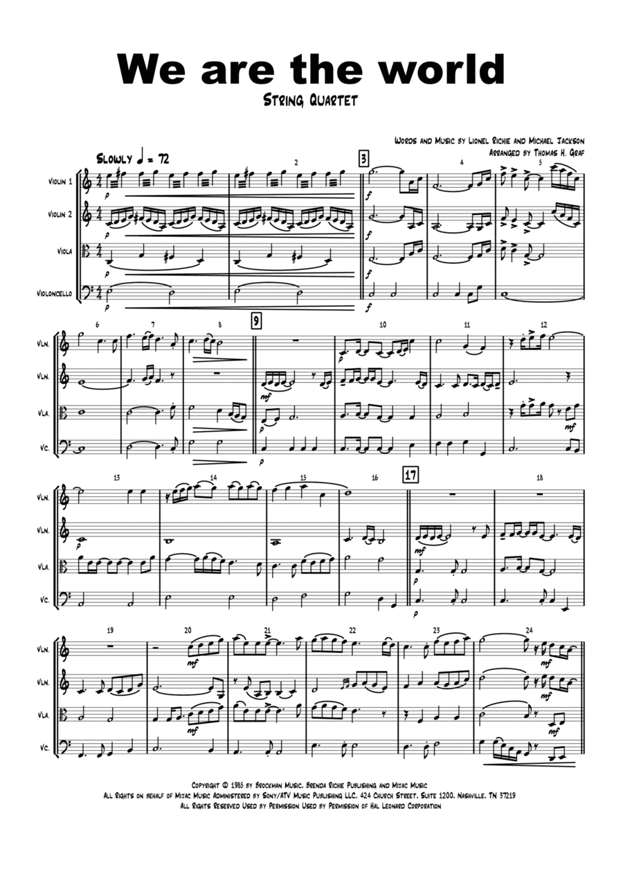We Are The World (arr. Thomas Graf)