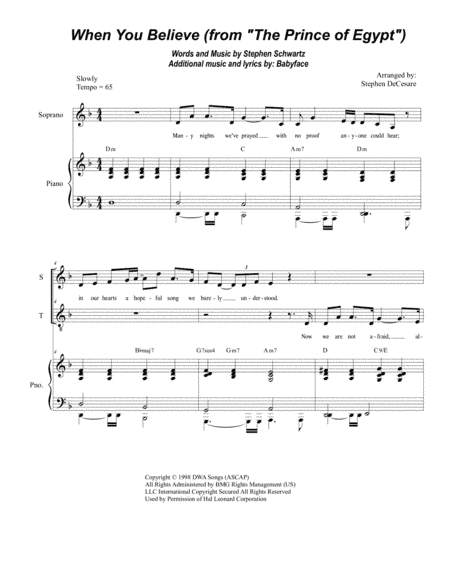 When You Believe (From The Prince Of Egypt) (arr. Stephen DeCesare)
