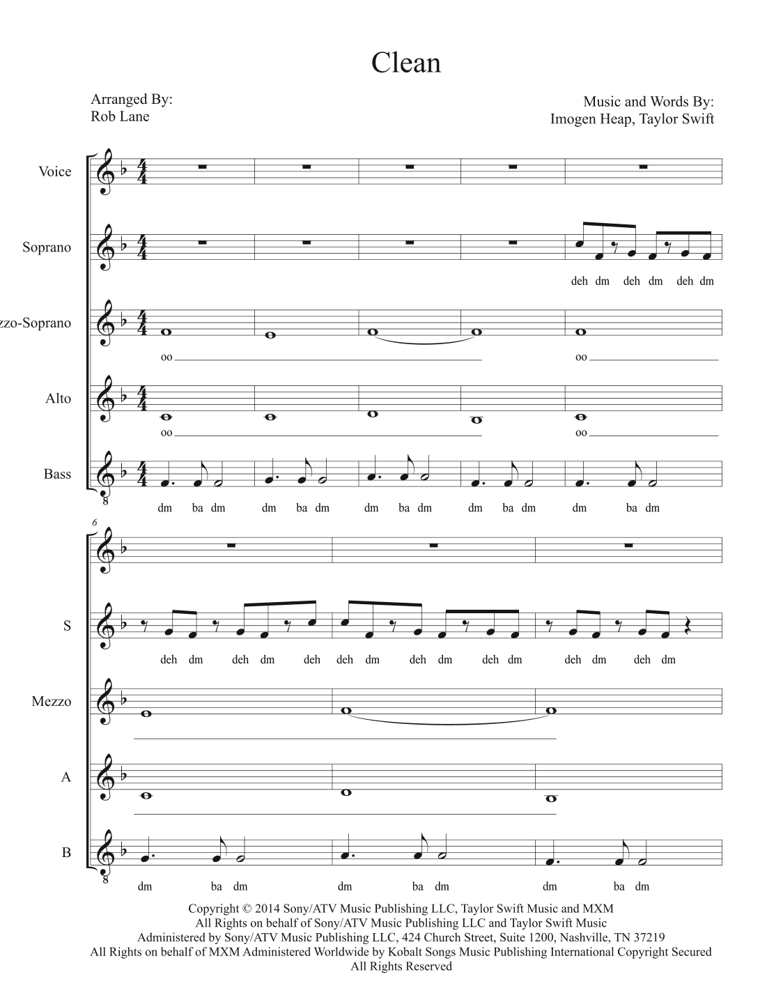 Clean (arr. Robert Lane)