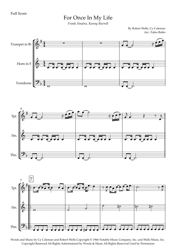 For Once In My Life (arr. Fabio Britto)