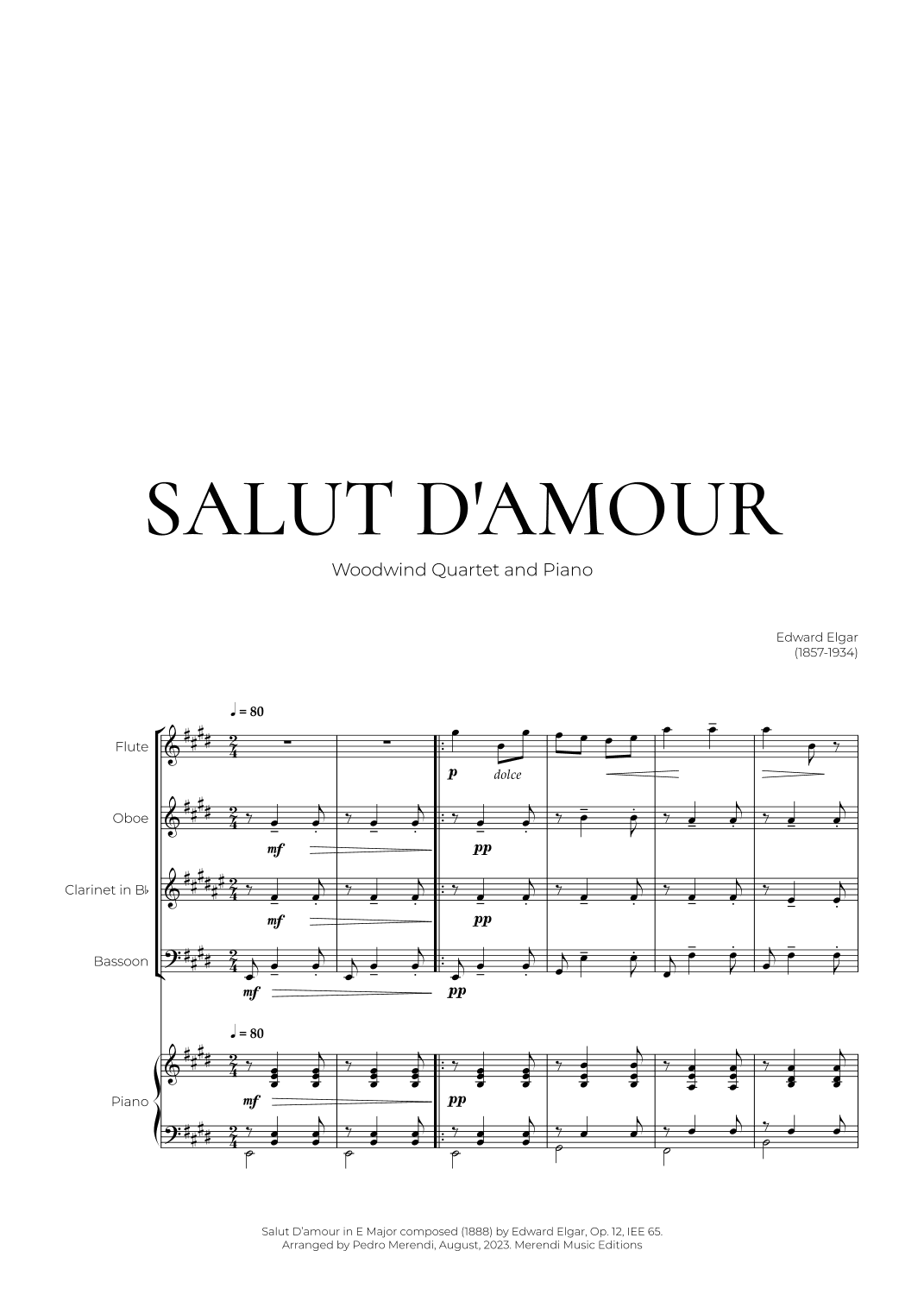 Salut D’amour (Woodwind Quartet and Piano) - Edward Elgar (arr. Pedro Merendi)