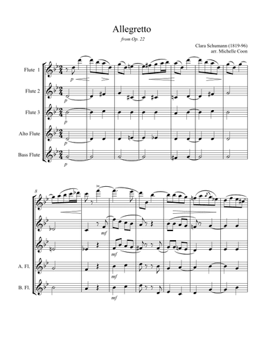 Romance from Op 22 for Flute Choir - 3 flutes, alto and bass (arr. Michelle Coon)