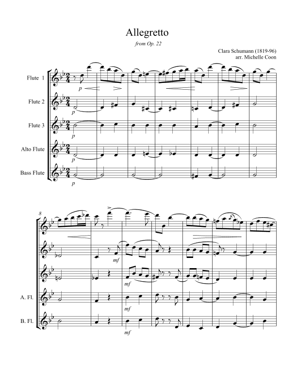 Romance from Op 22 for Flute Choir - 3 flutes, alto and bass (arr. Michelle Coon)