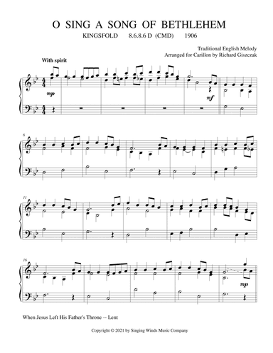 O Sing a Song of Bethlehem (KINGSFOLD) (arr. Richard Giszczak)