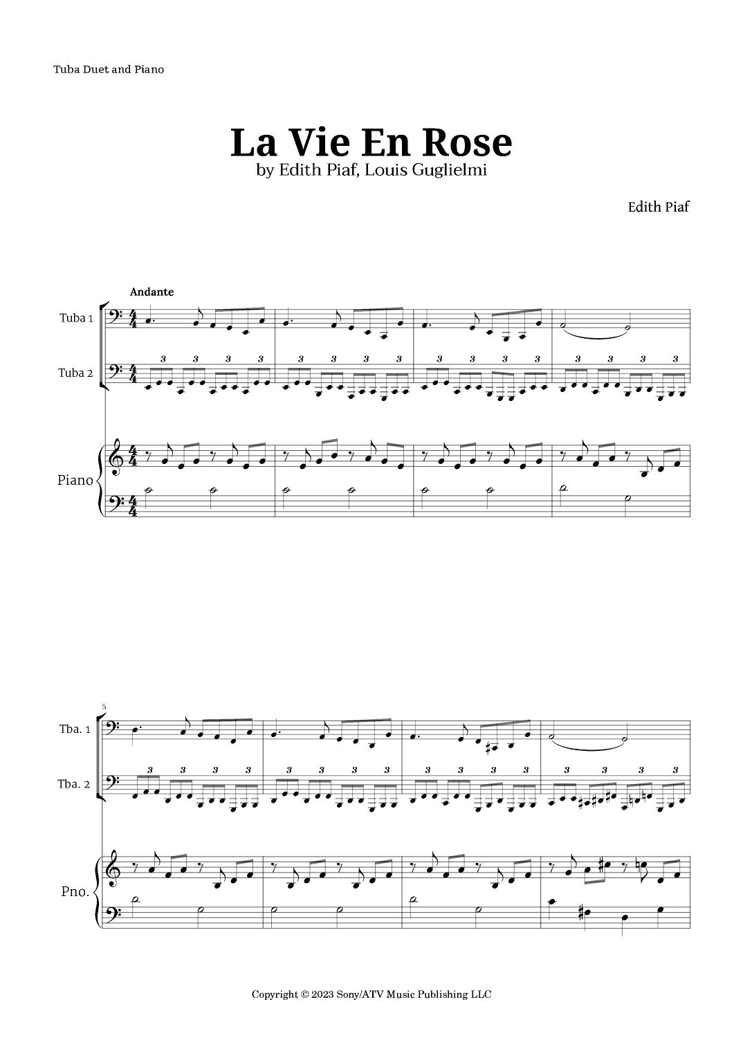 La Vie En Rose (arr. Langanho)