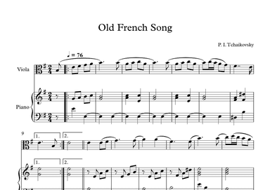 Old French Song - Peter Ilyich Tchaikovsky (Viola + Piano) (arr. Digital Book Music)