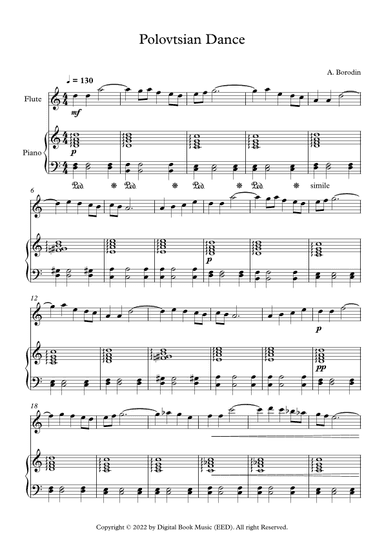 Polovtsian Dance - Alexander Borodin (Flute + Piano) (arr. Digital Book Music)