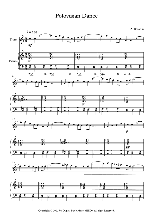 Polovtsian Dance - Alexander Borodin (Flute + Piano) (arr. Digital Book Music)