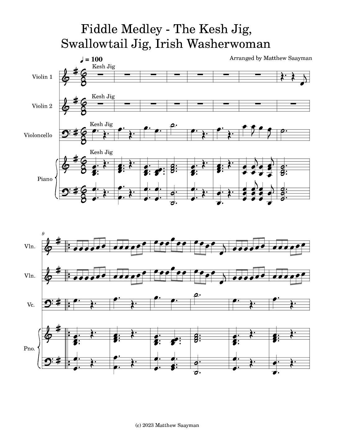 Fiddle Medley - Kesh Jig, Swallowtail Jig, Irish Washerwoman (arr. Matthew Saayman)