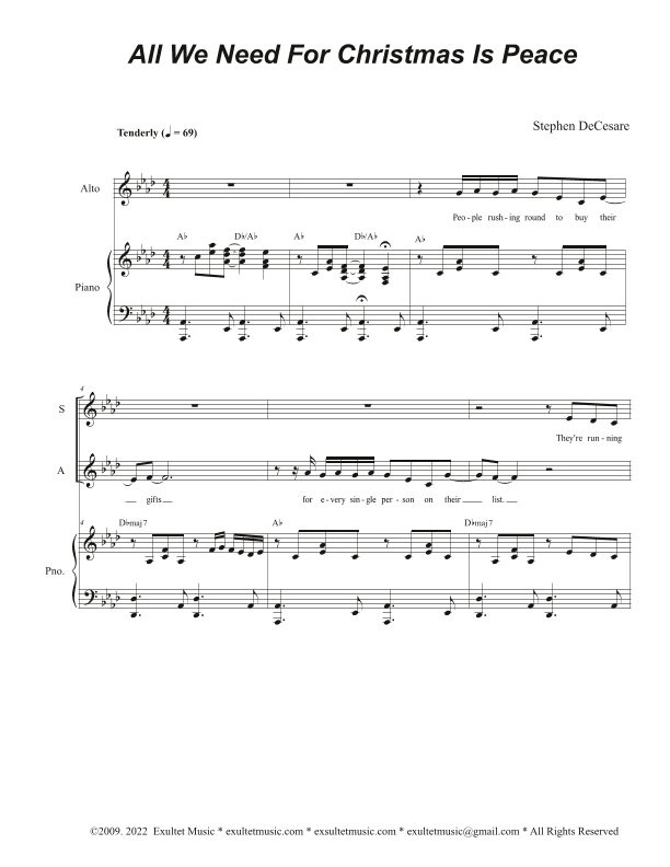 All We Need For Christmas Is Peace (Vocal Trio - (SAB)