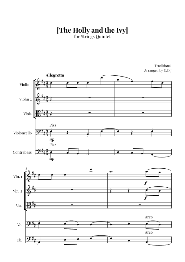 The Holly and the Ivy (arr. GDJ)