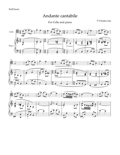 Tchaikovsky - Andante Cantabile, Op.11 for cello and piano (arr. MPS)