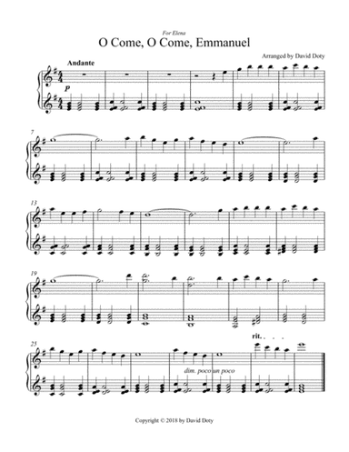 O Come O Come Emmanuel for Easy Piano (arr. David Doty)