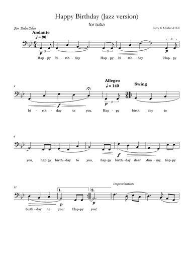 Happy Birthday (jazz version) (arr. Pedro Cohen)